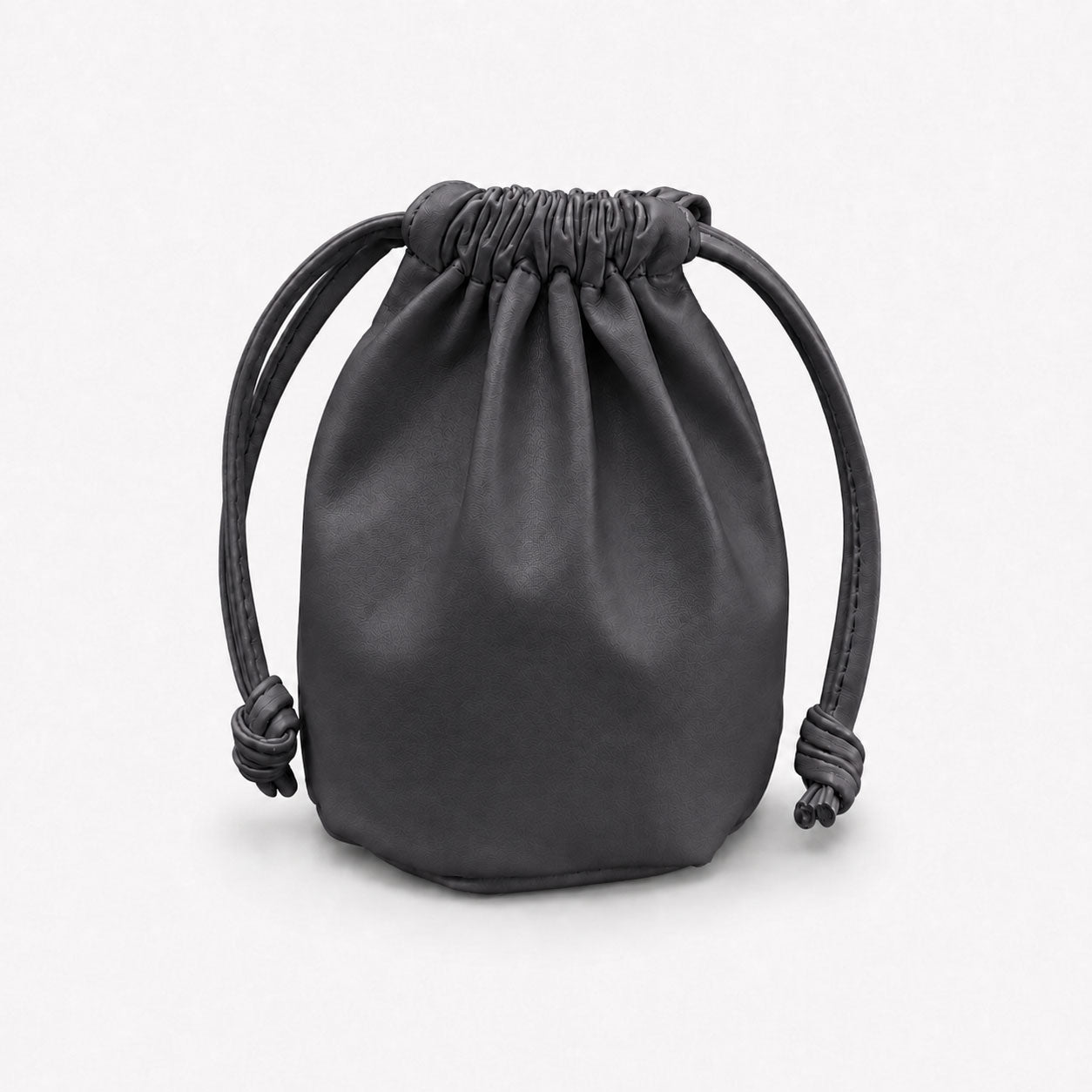 Gray leather golf valuables pouch with drawstring