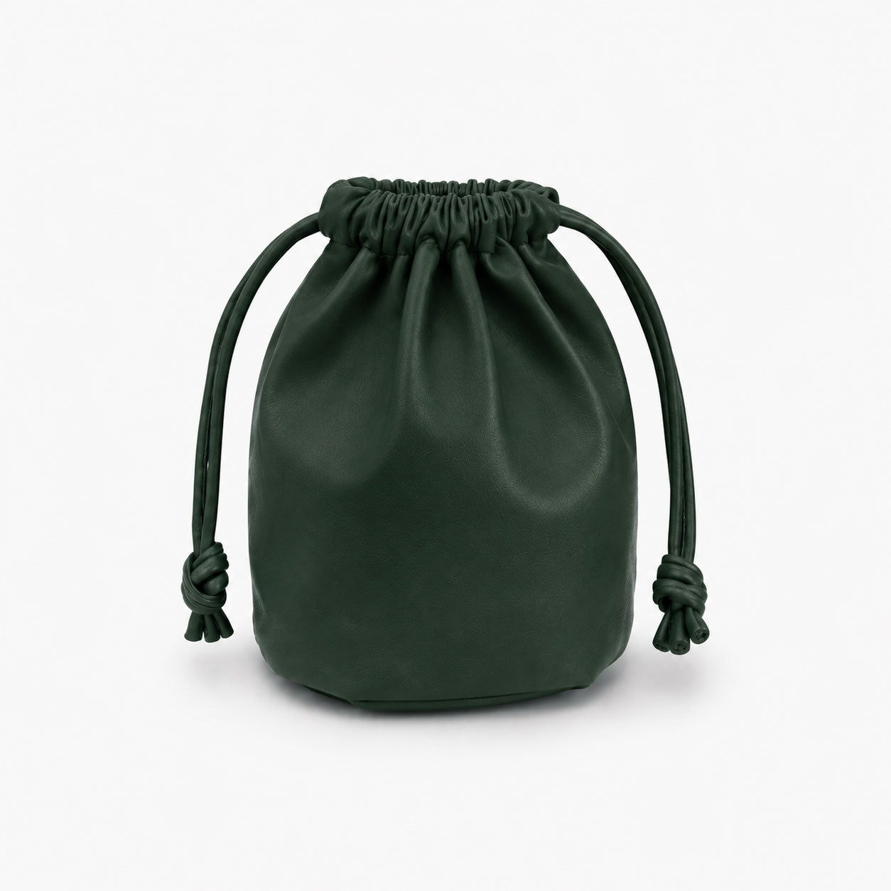 Dark Green leather golf valuables pouch with drawstring