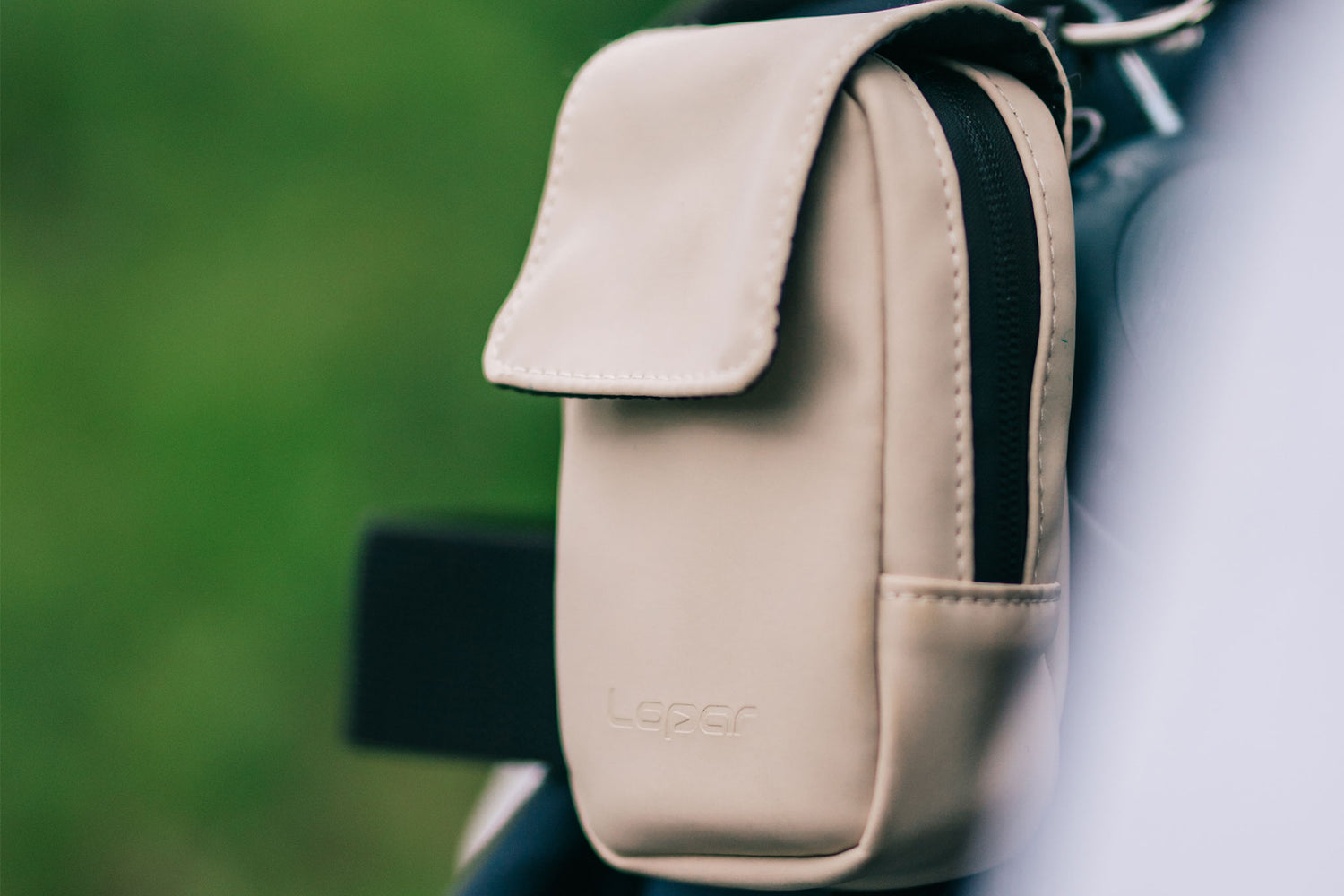 rangefinder case on golf bag