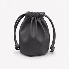 Gray leather golf valuables pouch with drawstring
